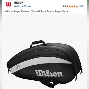 Wilson Roger Federer Team 6 pack Tennis Bag - black